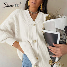 Load image into Gallery viewer, Simple Casual long knitted cardigan women autumn winter yellow cardigan
