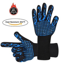 Load image into Gallery viewer, 1PC BBQ Glove Heat Resistant Barbecue Oven Gloves Kitchen Fireproof Gloves Anti-scalding Anti-slip Gloves for Baking Cooking
